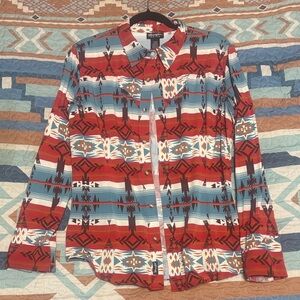 Wrangler Retro Red and Blue Geometric Shirt